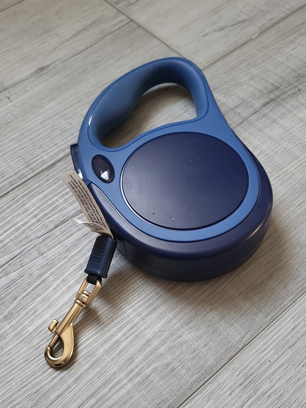 Blue Retractable Dog Leash with Gold Clip